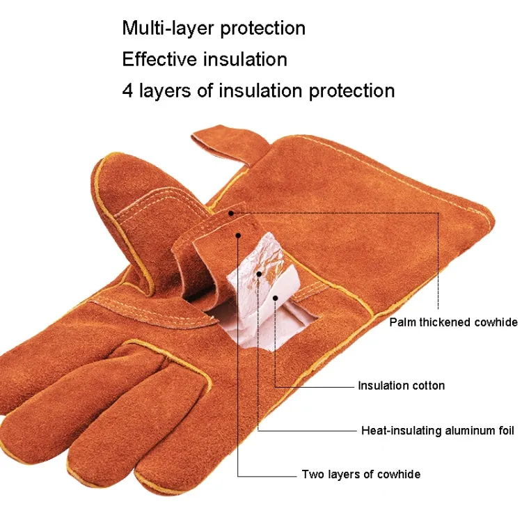 A2416 Cowhide High Temperature Resistant Welding Flame Retardant Anti-slip Insulation Gloves