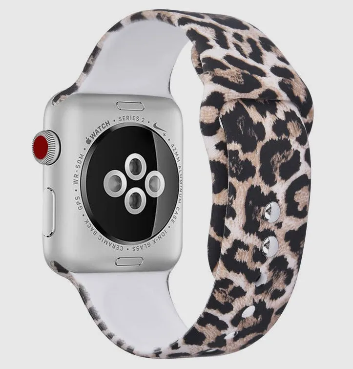 Accessories/Gifts - Silicone Apple Watch Band, Leopard Pattern