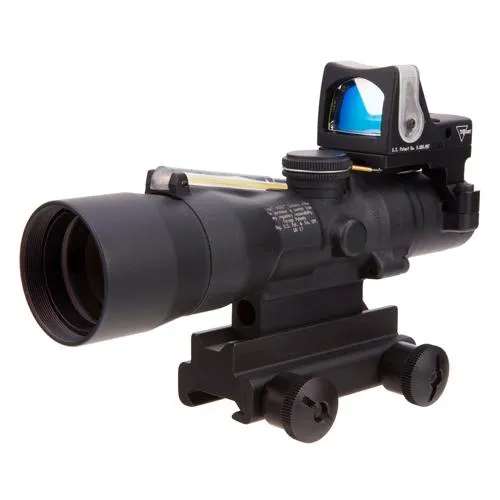 ACOG 3x30mm Compact Dual Illuminated Scope - Amber Chevron .223-62gr Ball Reticle, RMR 9.0 MOA Amber Dot, Black