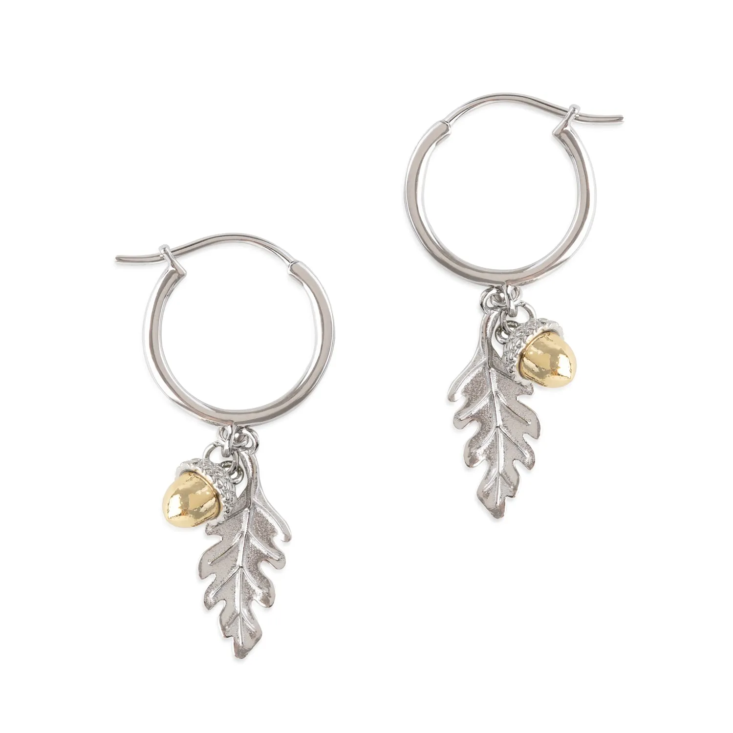 Acorn & Oak Leaf Hoop Earrings