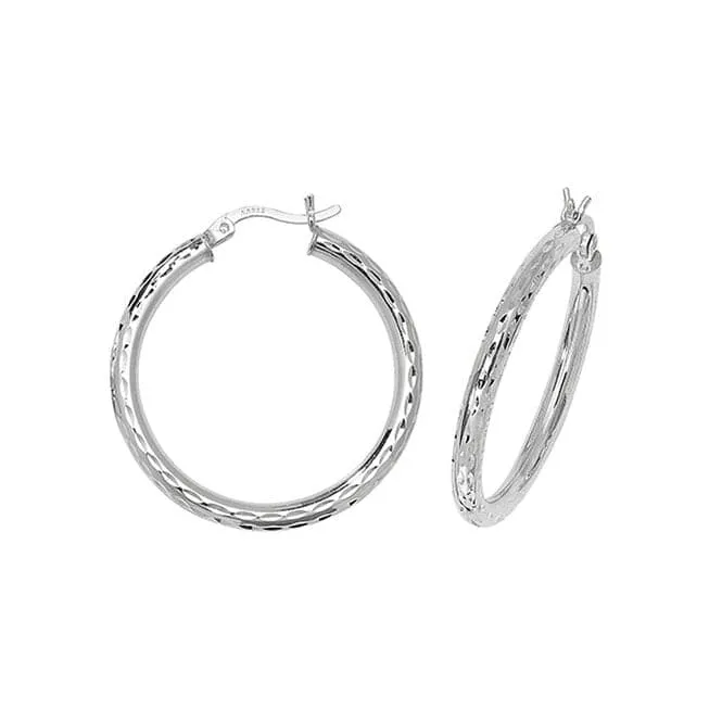 Acotis Silver Hoop Earrings Dia Cut G5697