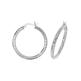 Acotis Silver Hoop Earrings Dia Cut G5697