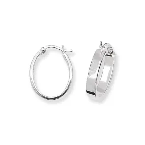 Acotis Silver Hoop Earrings Oval Plain G5560