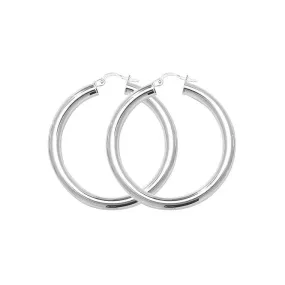 Acotis Silver Hoop Earrings Plain G5093