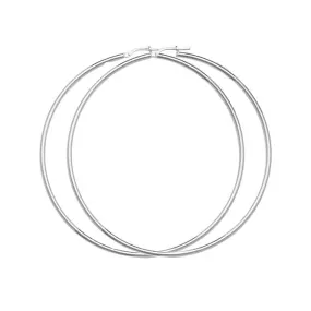 Acotis Silver Hoop Earrings Plain G5284