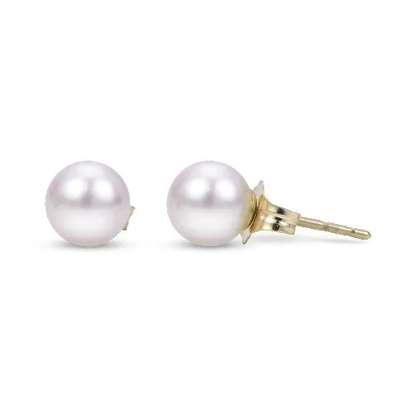 Akoya Pearl Stud Earrings in Yellow Gold- 5 mm