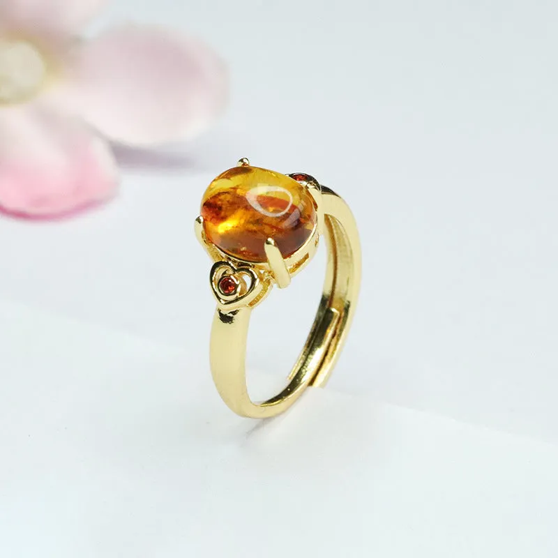 Amber and Zircon Sterling Silver Love Ring from Fortune's Favor Collection