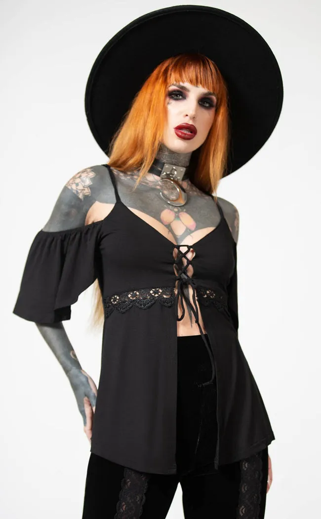 Amber Bat Cold Shoulder Top