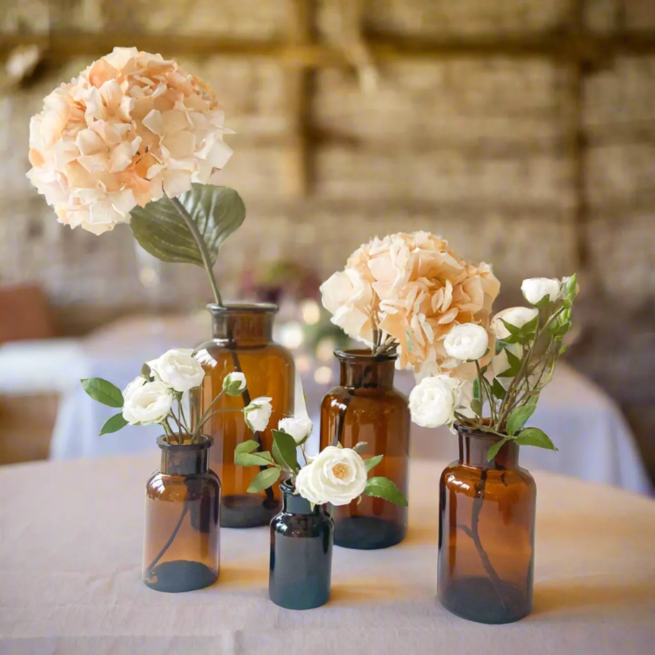 Amber Brown Glass Apothecary Bottles - Wedding Vases