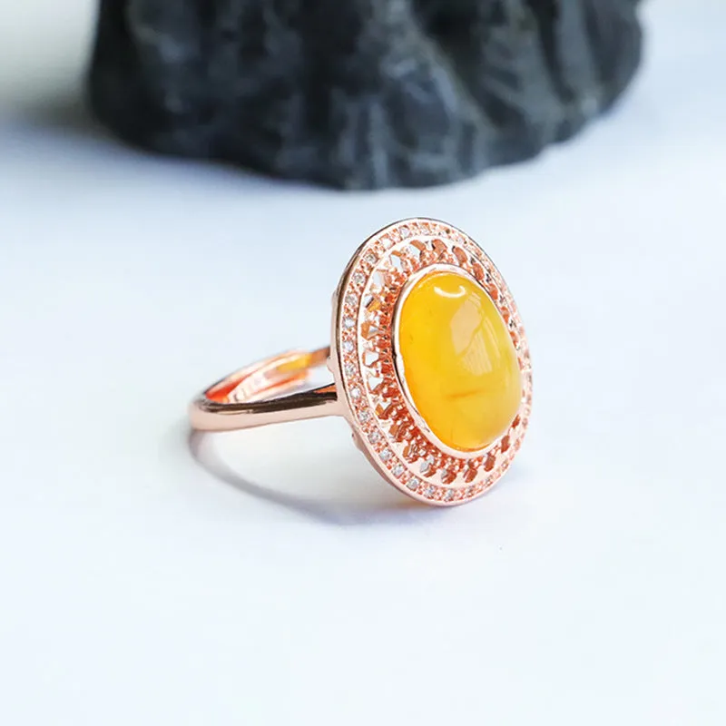 Amber Honey Wax Hollow Ring crafted from Beeswax Amber in Sterling Silver