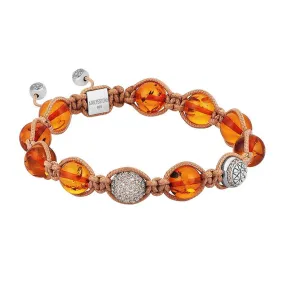 Amber Macrame Bracelet - Solid Silver