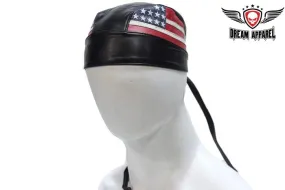 American Flag  Leather Skull Cap