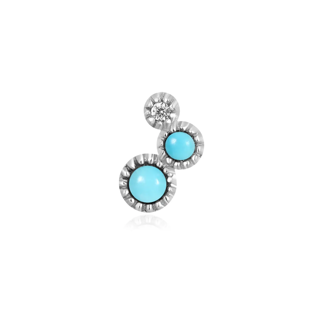 AMIRA | Turquoise & White Sapphire Waterfall Threadless Flatback Earring