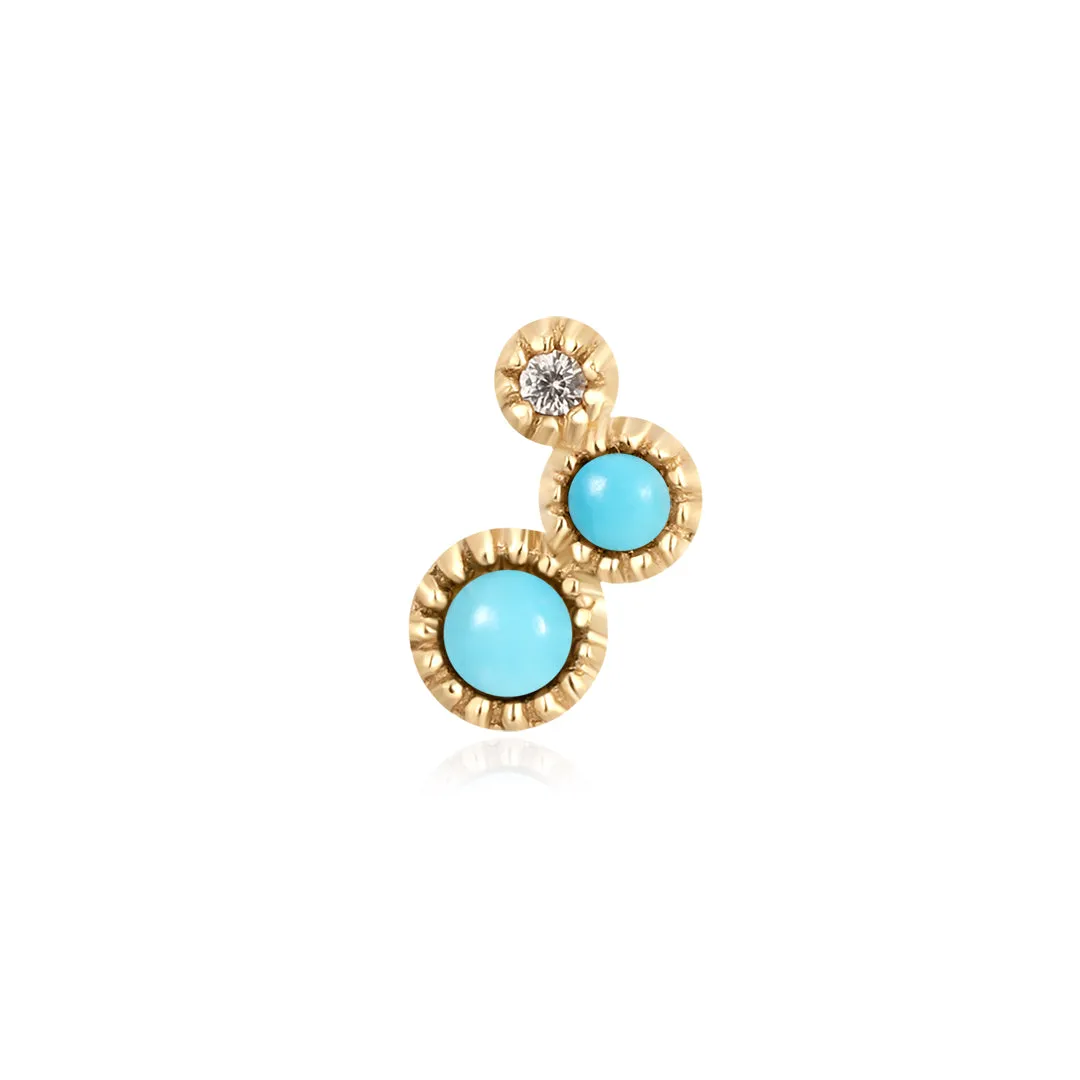 AMIRA | Turquoise & White Sapphire Waterfall Threadless Flatback Earring