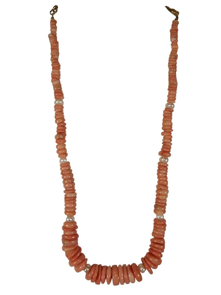 angel skin coral and pearls necklace