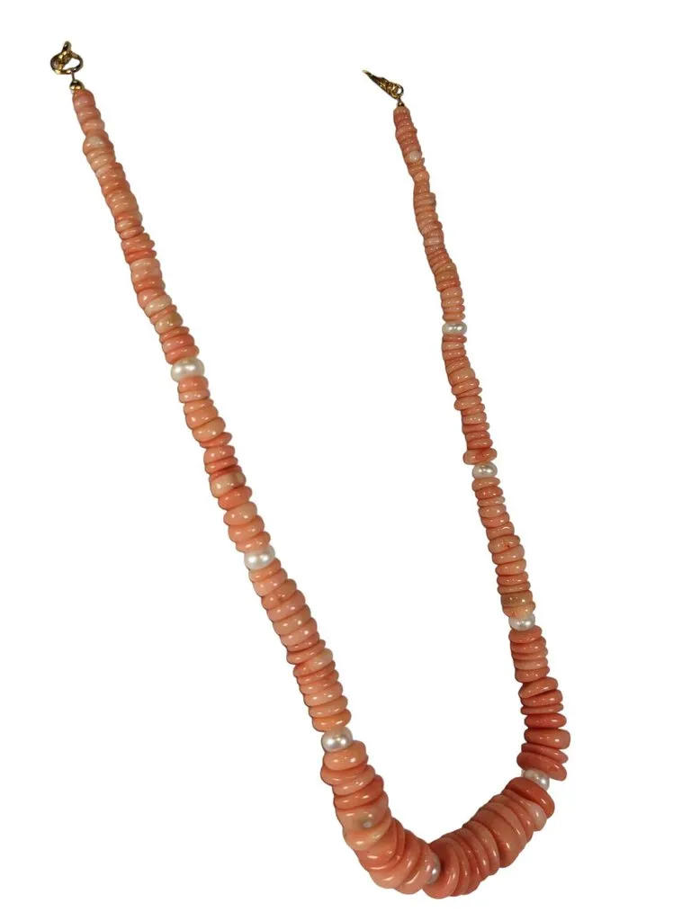 angel skin coral and pearls necklace