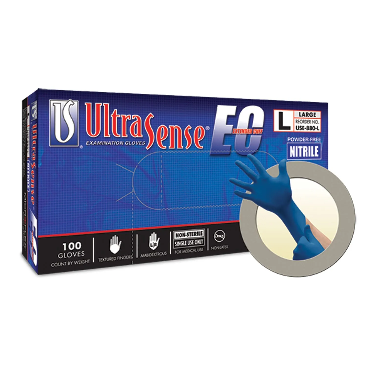 Ansell Microflex Ultrasense Ec Powder-Free Nitrile Exam Gloves Glove Exam Nitrile Ultrasenseextcuff Pf Med 100/Bx 10Bx/Cs