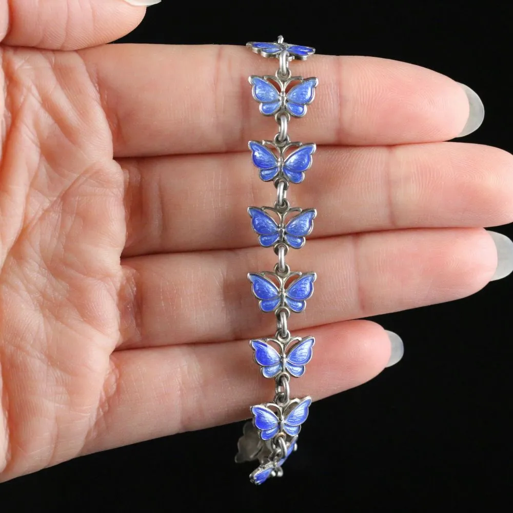 Antique Victorian Butterfly Enamel Bracelet Circa 1900