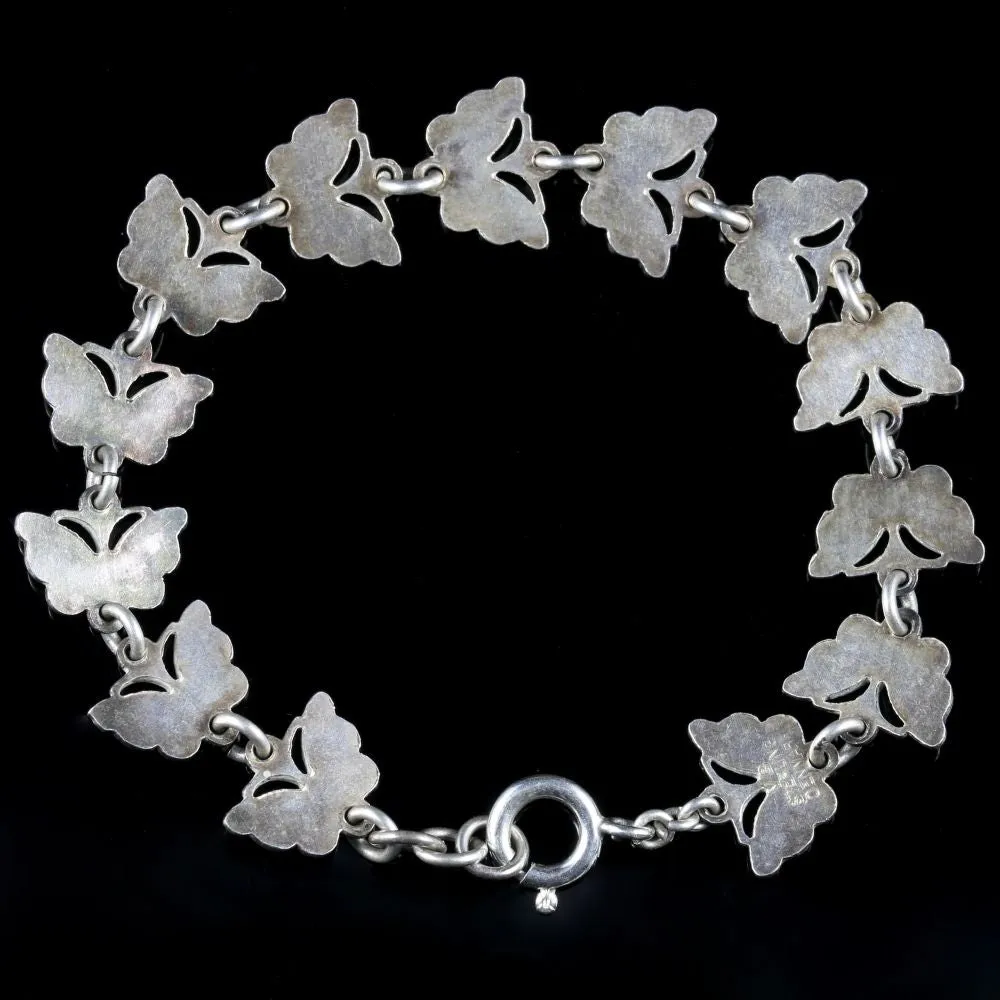 Antique Victorian Butterfly Enamel Bracelet Circa 1900