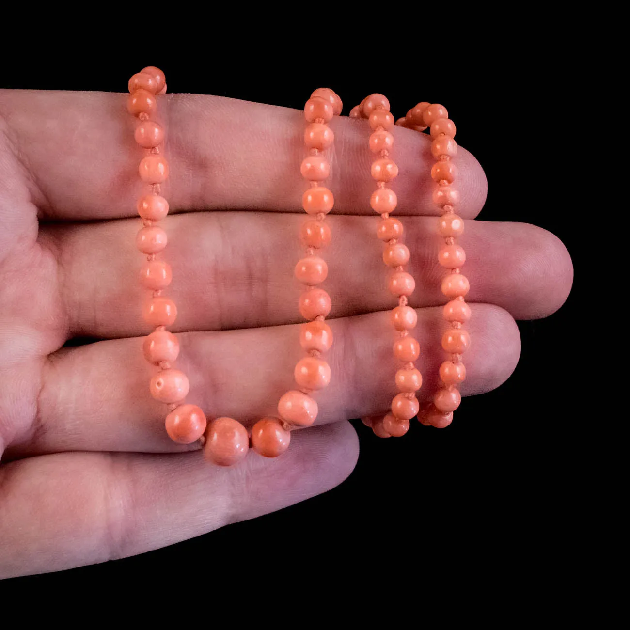 Antique Victorian Coral Bead Necklace Circa 1900