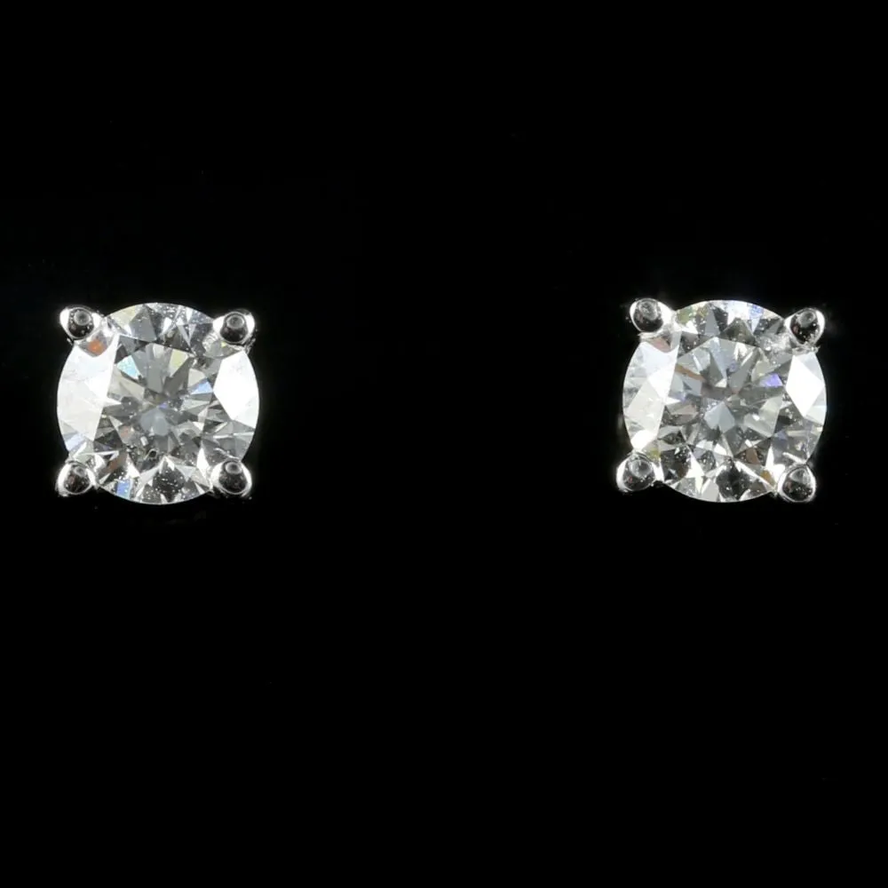 Antique Victorian Diamond Stud Earrings 18Ct White Gold