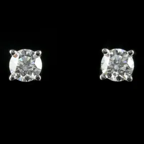 Antique Victorian Diamond Stud Earrings 18Ct White Gold