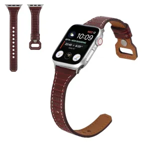 Apple Watch 40mm bamboo textured genuine leather watch strap - Brown