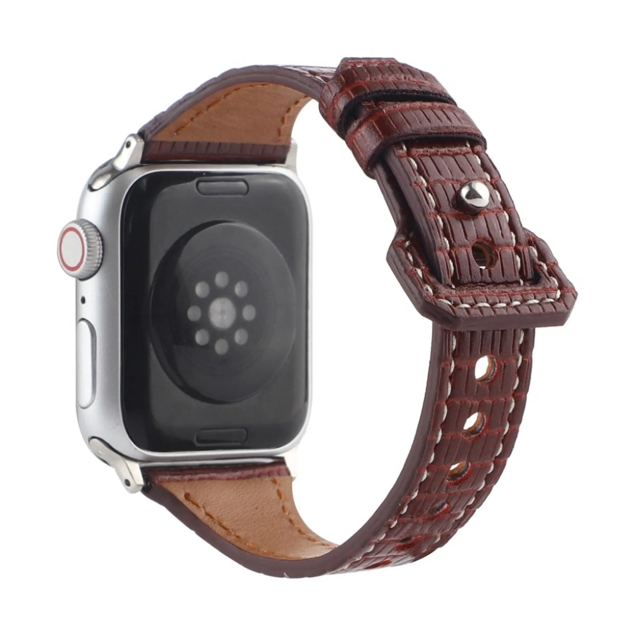 Apple Watch 40mm bamboo textured genuine leather watch strap - Brown