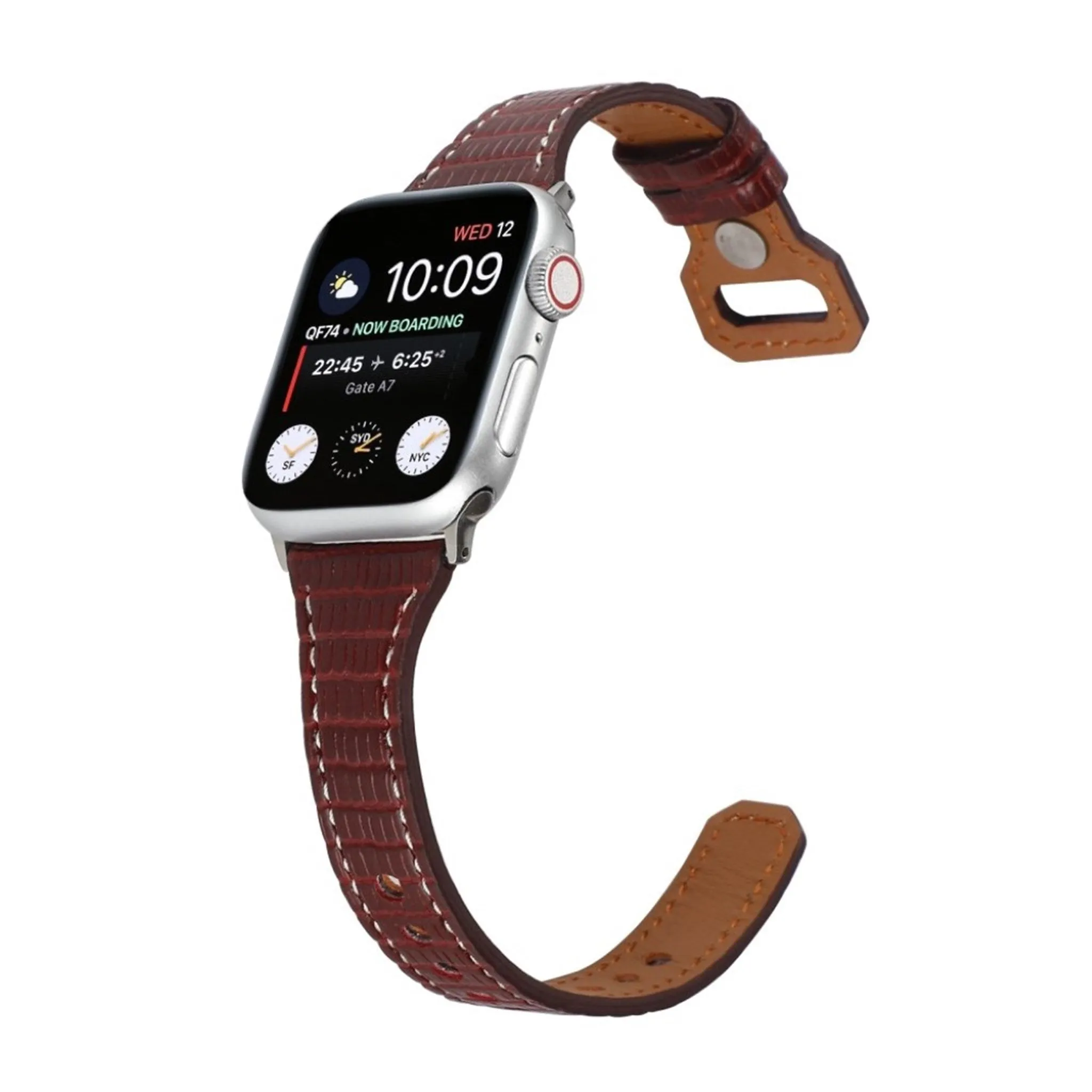 Apple Watch 40mm bamboo textured genuine leather watch strap - Brown