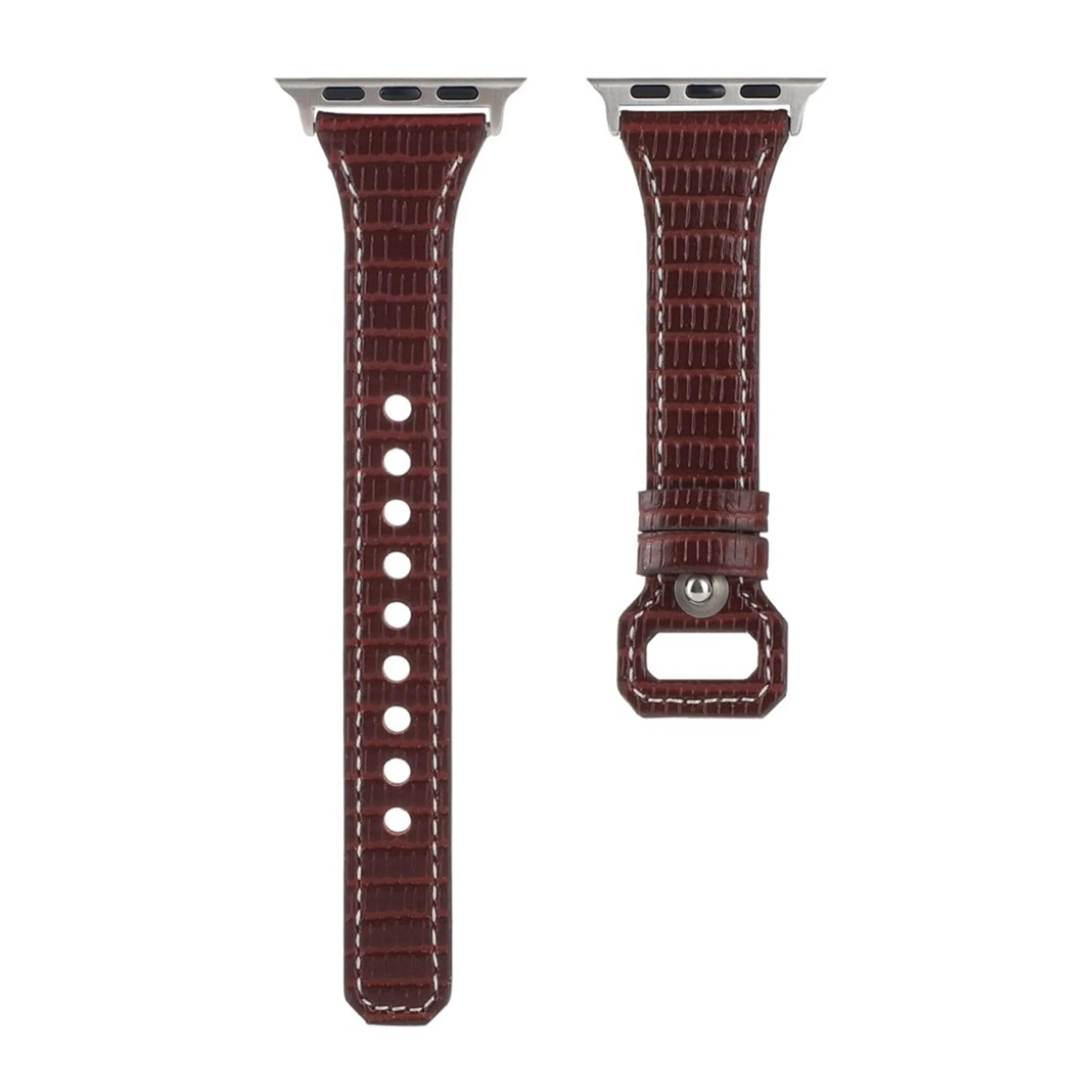 Apple Watch 40mm bamboo textured genuine leather watch strap - Brown