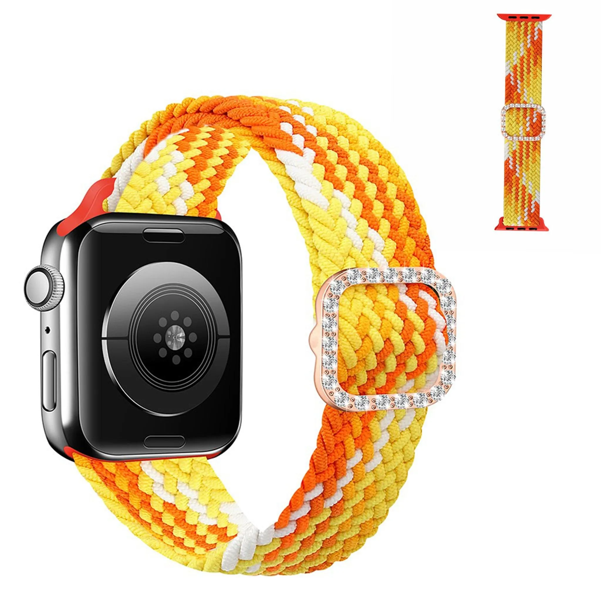 Apple Watch 40mm nylon watch strap in rhinestone buckle - Fragrant Orange