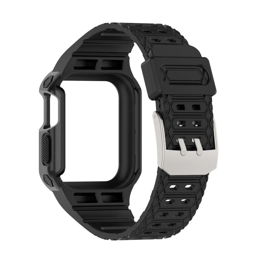 Apple Watch (41mm) color contrast watch strap    protective case - Black / Black