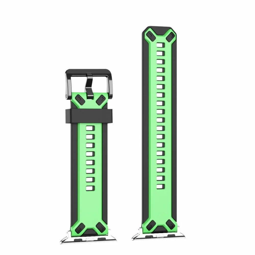 Apple Watch (41mm) color splice silicone watch strap - Green / Black