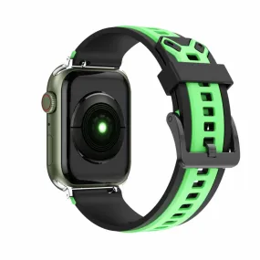 Apple Watch (41mm) color splice silicone watch strap - Green / Black