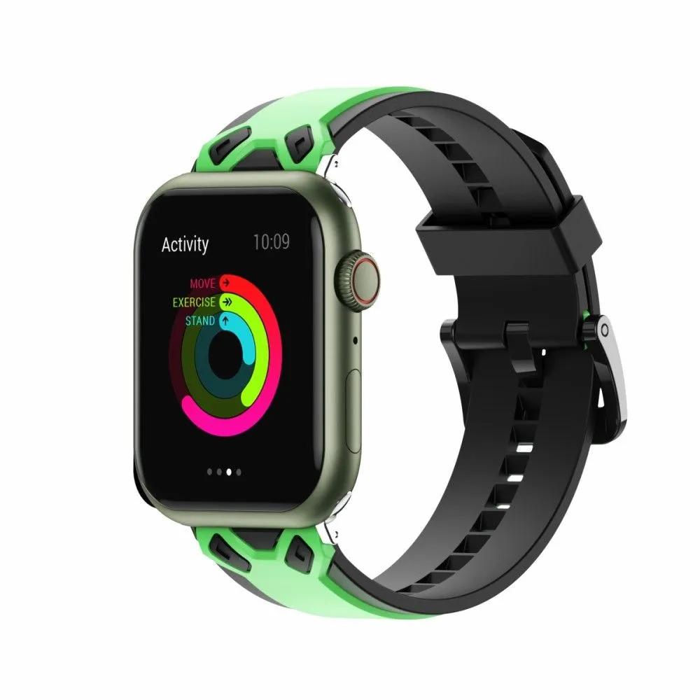 Apple Watch (41mm) color splice silicone watch strap - Green / Black