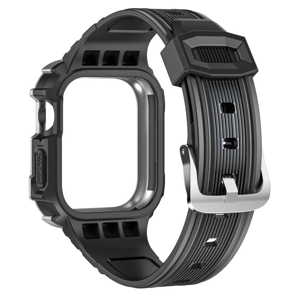 Apple Watch (41mm) dual color TPU cover with watch strap - Black / Silver