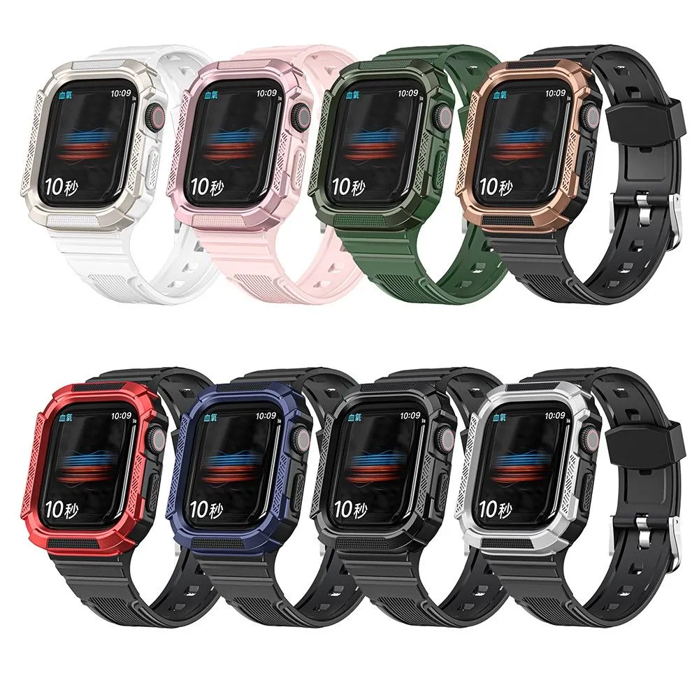 Apple Watch (41mm) dual color TPU cover with watch strap - Black / Silver