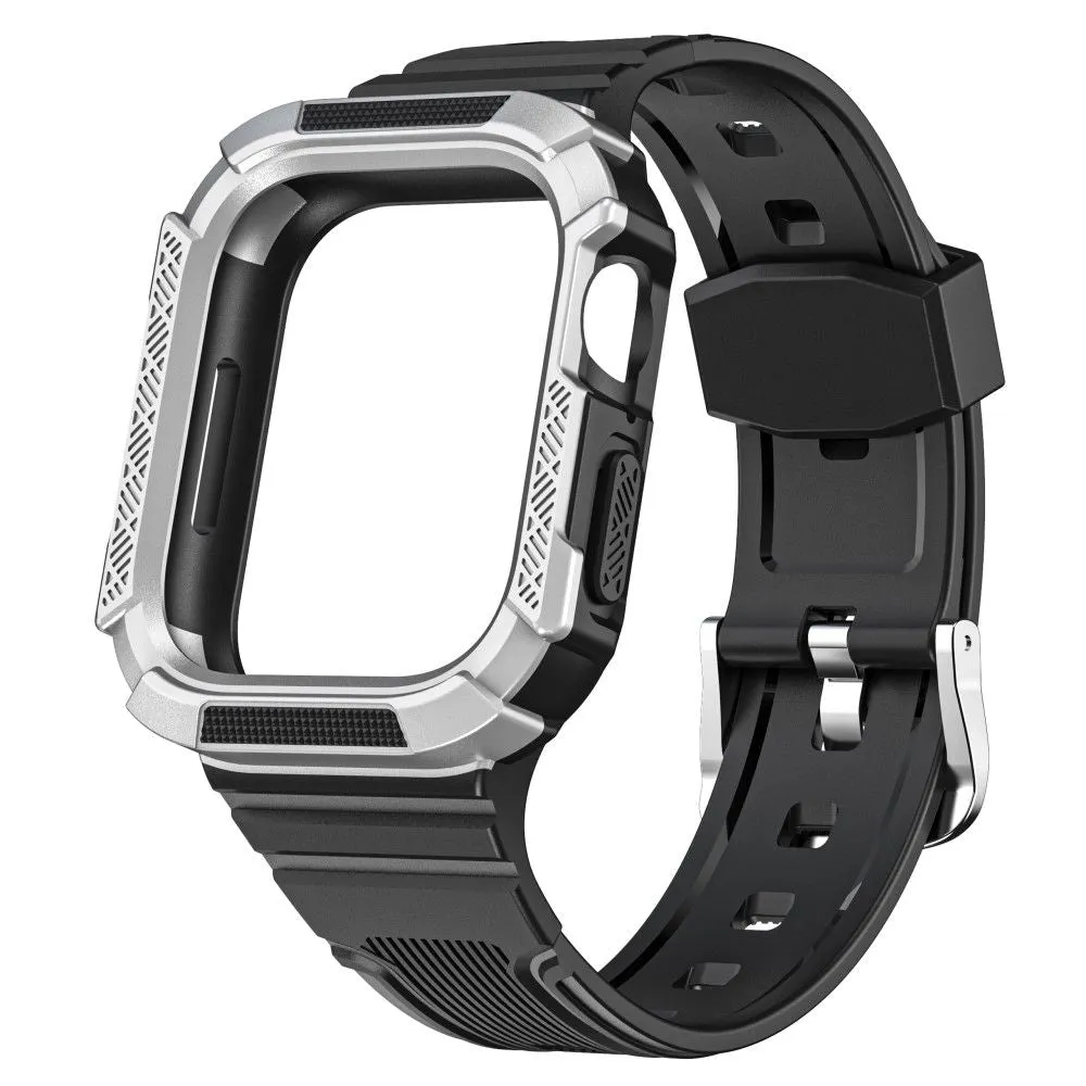 Apple Watch (41mm) dual color TPU cover with watch strap - Black / Silver