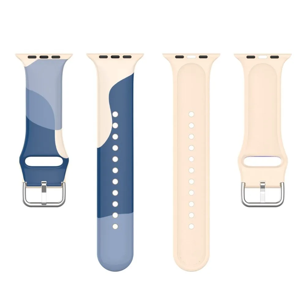 Apple Watch (41mm) IML colorful pattern silicone watch strap - Blue / Light Blue