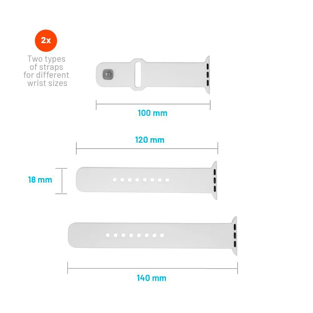 Apple Watch (42/44/SE/45/46/49mm) Fixed Sporty Silikone Rem Sæt - Hvid