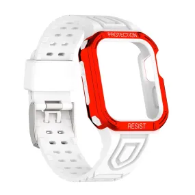 Apple Watch (45mm) color contrast watch strap    protective case - White / Red