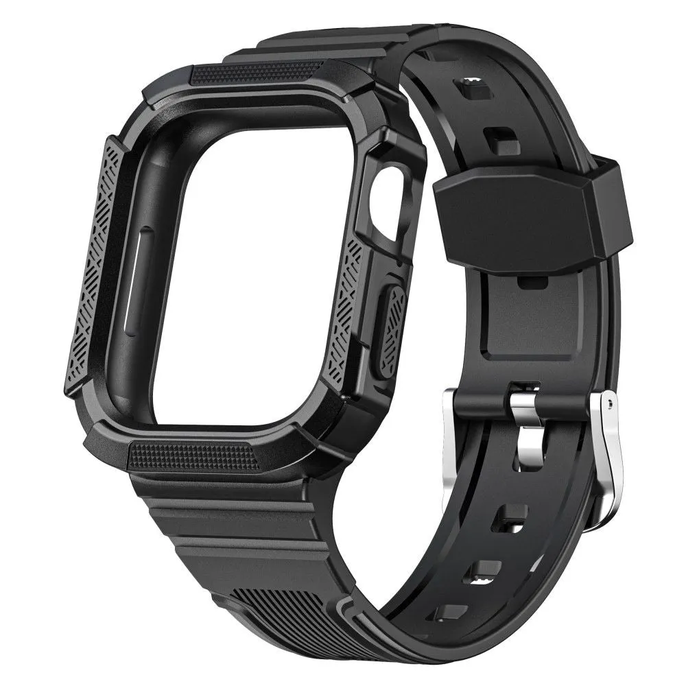 Apple Watch (45mm) dual color TPU cover with watch strap - Black / Black