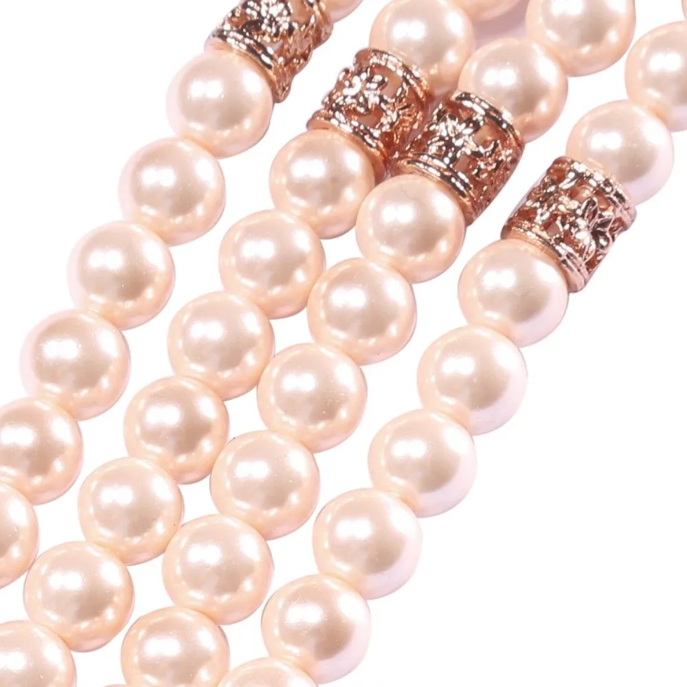 Apple Watch (45mm) four row pearl style watch strap - Pink