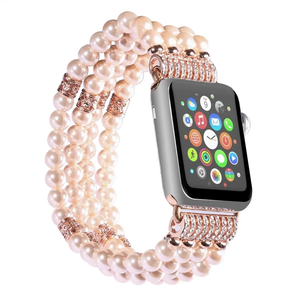 Apple Watch (45mm) four row pearl style watch strap - Pink