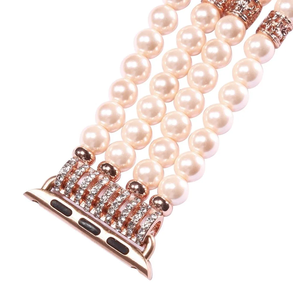 Apple Watch (45mm) four row pearl style watch strap - Pink