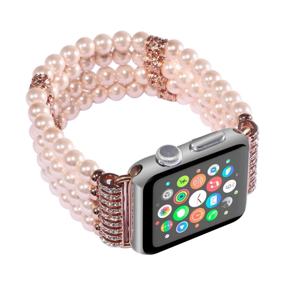 Apple Watch (45mm) four row pearl style watch strap - Pink