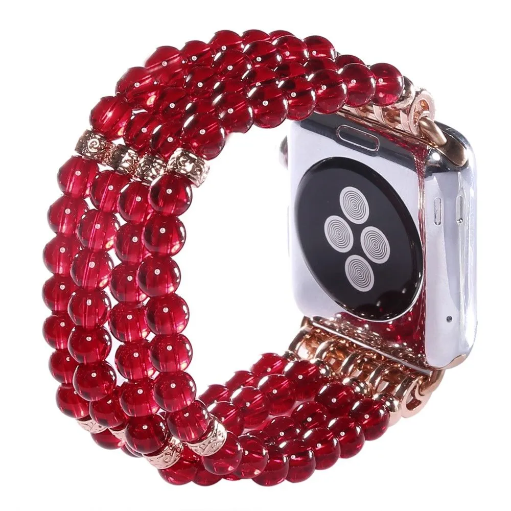 Apple Watch (45mm) four row pearl style watch strap - Red