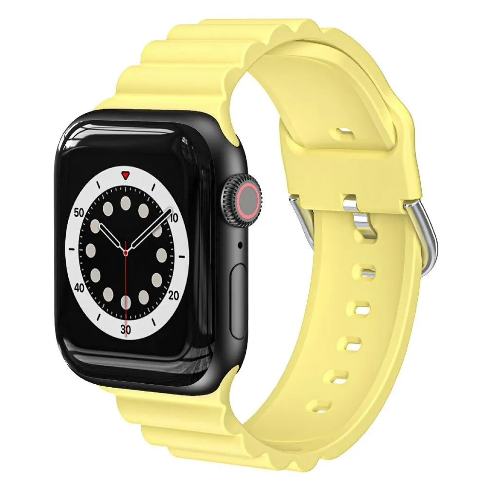 Apple Watch (45mm) horizontal stripe silicone watch strap - Yellow