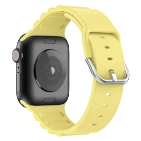 Apple Watch (45mm) horizontal stripe silicone watch strap - Yellow