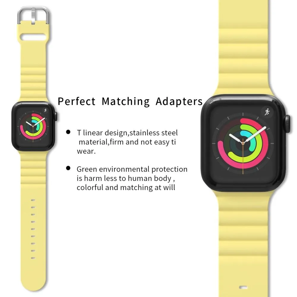 Apple Watch (45mm) horizontal stripe silicone watch strap - Yellow